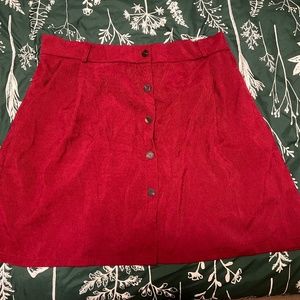 SHEIN 3X Women's Maroon Corduroy Skirt With Buttons and Pockets